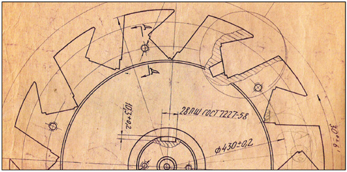 Разрез бочки корпуса изделия ВАЛ НОЖЕВОЙ