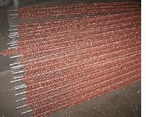 Труба оребренная с меднопроволочным оребрением.