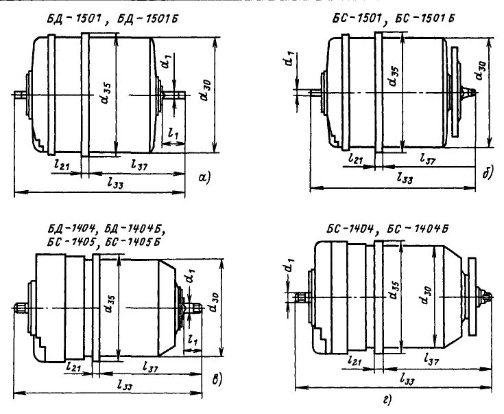 Габаритные размеры серий БД и БС