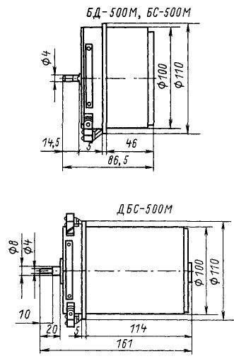 Габаритные размеры сельсинов на 400 Гц