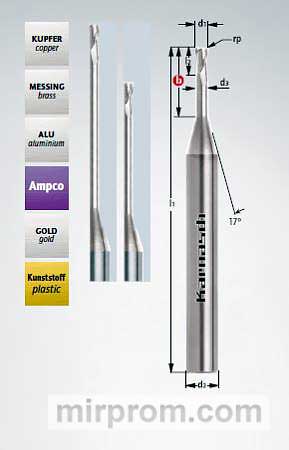 Микрофреза концевая 0,3/r 0,05х2,0х55х3 Z=2 арт. 306212003000502 EVOLUTION