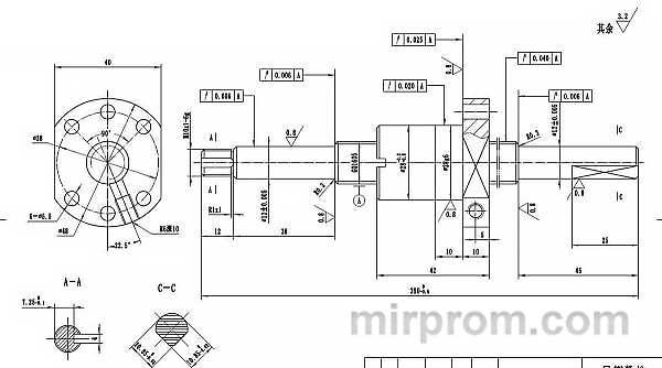 ШВП оси Z в сборе (винт R16-5T3-FS1-390-0.05 + гайка + опорные подшипники) для Beaver