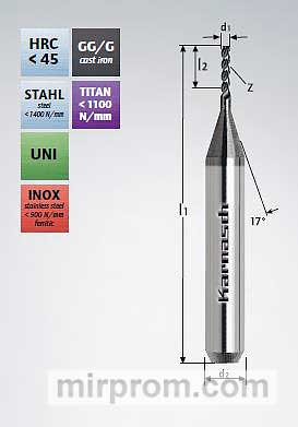 Микрофреза концевая 0,4х2х38х3 Z=3 арт. 3062840040 EVOLUTION