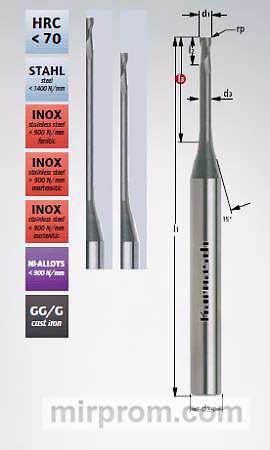 Микрофреза концевая 1,5/r 0,30х 6х55х6 Z=2 арт. 306261015003006 EVOLUTION