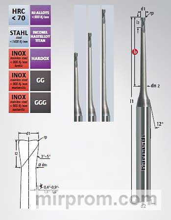 Микрофреза концевая 0,2х1,9гр/3х55х6 Z=2 арт. 30626500201903 EVOLUTION