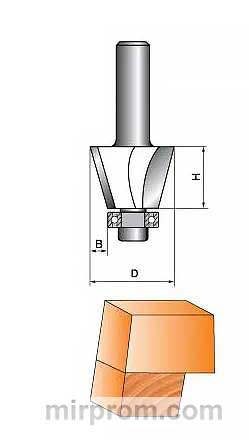 Фреза ГЛОБУС 1024 D31 O22.5 кромочная конусная с нижним подшипником