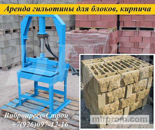 Гильотина колун для камня блоков кирпича сдаем в аренду напрокат в России