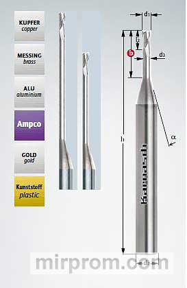 Микрофреза концевая 0,30х0,80х40х3 Z=2 арт. 30620900300080 EVOLUTION