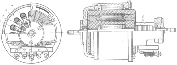 Рис. 8. Устройство контактного сельсина с неявной магнитной системой