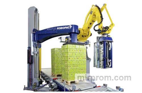 Автоматическая линия упаковки с паллетоупаковщиком Robopac