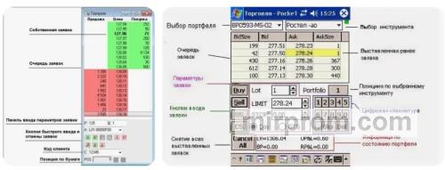 Интерфейс торгового терминала со шкалой изменения ценовых предложений онлайн
