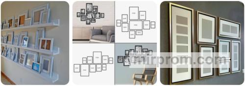 Коллаж из различных типов пластиковых крепежей и рамок на полках