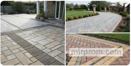 Пример профессионально уложенной тротуарной плитки с геометрическим рисунком