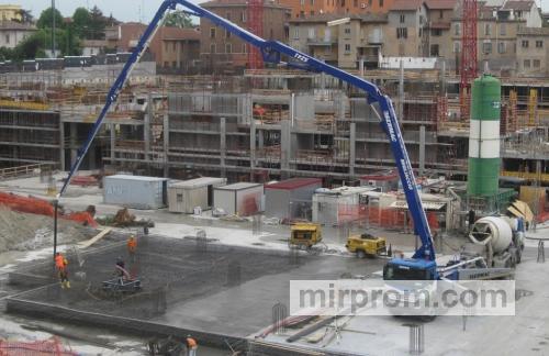 Работа бетононасоса на сложном рельефе