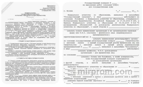 Распечатанный текст государственного контракта со строчками спецификации