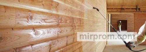Разрез стены бани с указанием безопасных зон нанесения термостойких и консервирующих составов