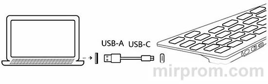 Порт Type-C для зарядки аккумулятора клавиатуры