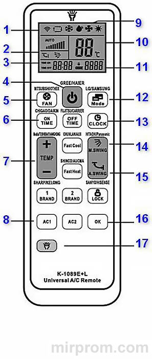 Инструкция пульта Huayu K-1089E + L