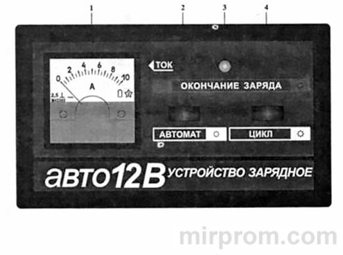 Зарядное устройство Кедр АВТО. Передняя панель