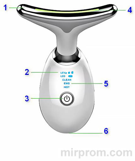 Микротоковый EMS массажер 5 в 1 для шеи и лица Инструкция