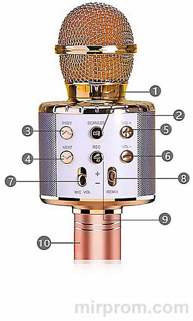 Беспроводной караоке микрофон WS-858 Инструкция