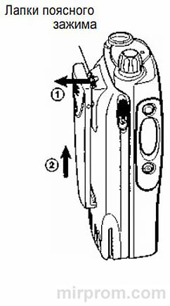 Снятие поясного зажима Motorola GP-340 Инструкция