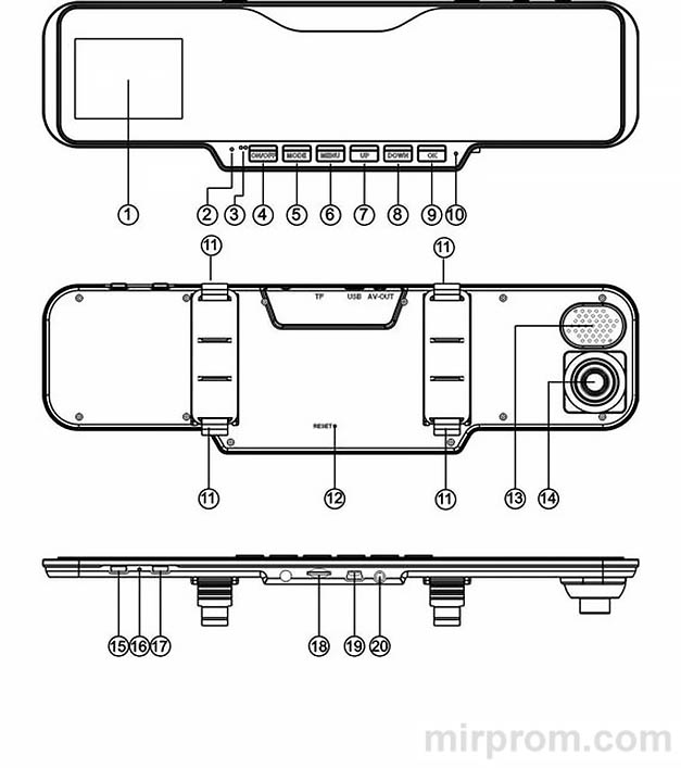 видеорегистратор зеркало High Definition Rearview Camera Lens Car Video Recorder - инструкция