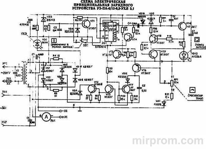 Электрическая схема Электроника УЗС-П-12-6,3 УХЛ 3.1 / УЗ-ПА-6/12-6,3-УХЛЗ.1. Инструкция
